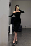 Marc Le Bihan 21915 Silk Shrinkage Stretch One-Piece Dress Collection French High-Level Handmade MLB-21939-HEI Black PMLB4